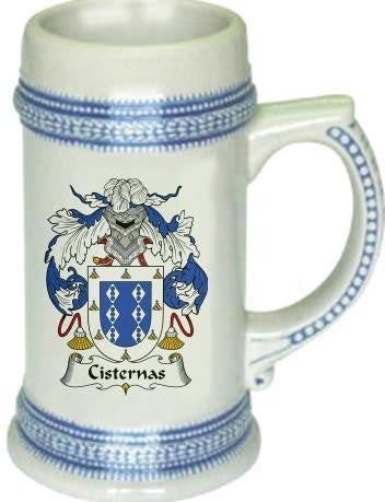 Cisternas family crest stein coat of arms tankard mug