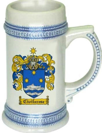 Civitarese family crest stein coat of arms tankard mug