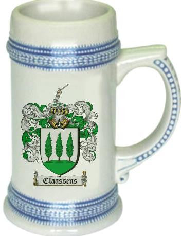 Claassens family crest stein coat of arms tankard mug