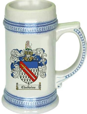 Cladwine family crest stein coat of arms tankard mug