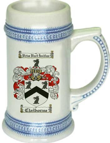 Claiborne family crest stein coat of arms tankard mug