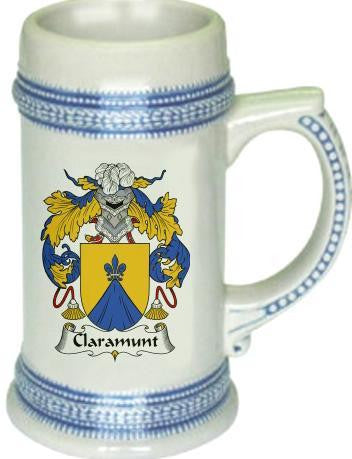 Claramunt family crest stein coat of arms tankard mug