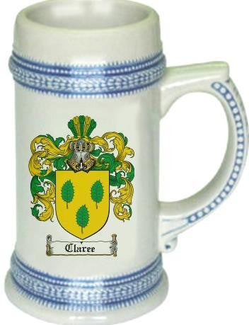 Claree family crest stein coat of arms tankard mug