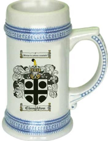 Claughton family crest stein coat of arms tankard mug