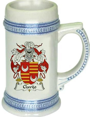 Claverol family crest stein coat of arms tankard mug