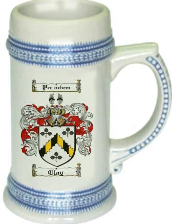 Clay family crest stein coat of arms tankard mug