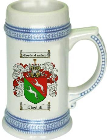 Clayhill family crest stein coat of arms tankard mug