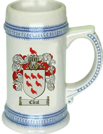 Cleal family crest stein coat of arms tankard mug