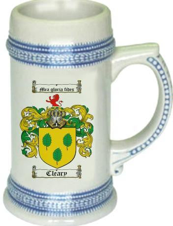 Cleary family crest stein coat of arms tankard mug