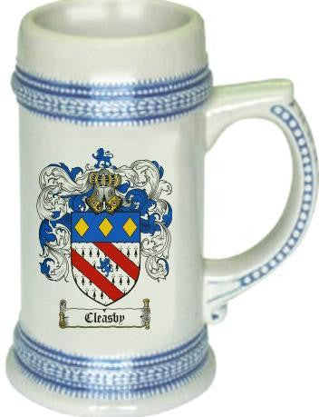 Cleasby family crest stein coat of arms tankard mug