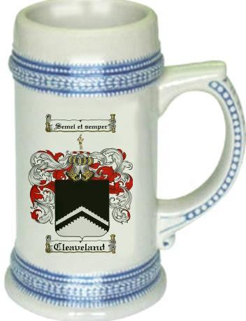 Cleaveland family crest stein coat of arms tankard mug