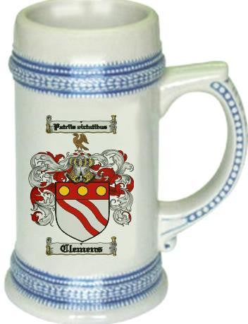 Clem family crest stein coat of arms tankard mug