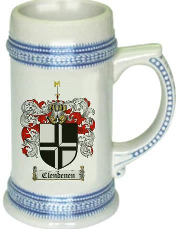 Clendenen family crest stein coat of arms tankard mug