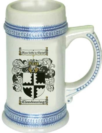 Clendenning family crest stein coat of arms tankard mug