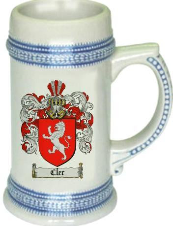 Cler family crest stein coat of arms tankard mug