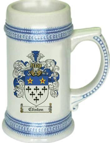 Clinton family crest stein coat of arms tankard mug