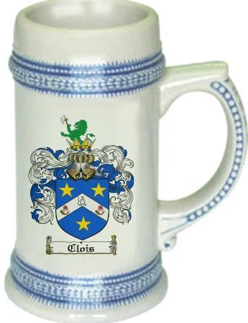 Clois family crest stein coat of arms tankard mug