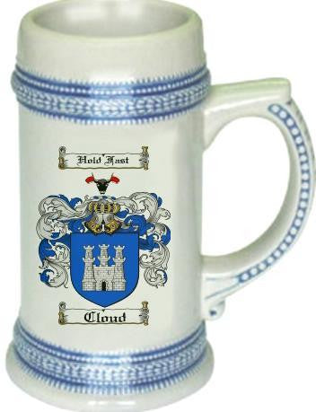 Cloud family crest stein coat of arms tankard mug