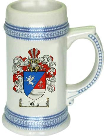 Clug family crest stein coat of arms tankard mug