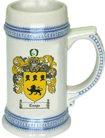 Cnape family crest stein coat of arms tankard mug