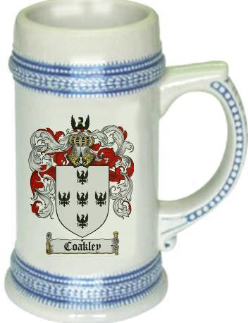 Coakley family crest stein coat of arms tankard mug