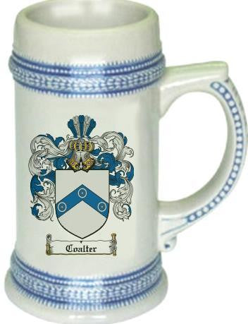 Coalter family crest stein coat of arms tankard mug