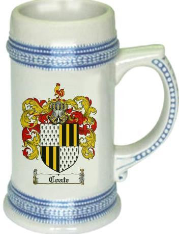 Coate family crest stein coat of arms tankard mug