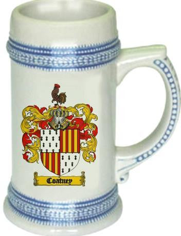 Coatney family crest stein coat of arms tankard mug