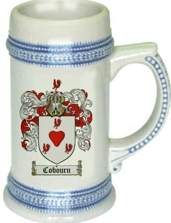 Cobourn family crest stein coat of arms tankard mug