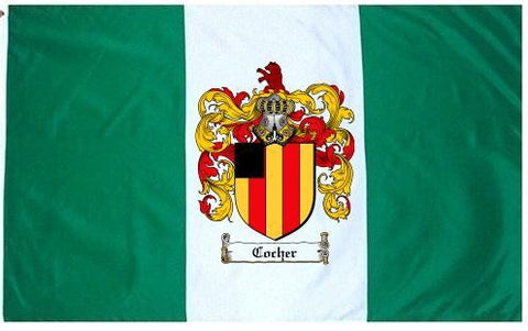 Cocher family crest coat of arms flag