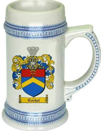 Cochet family crest stein coat of arms tankard mug