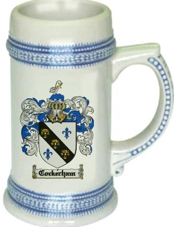 Cockerham family crest stein coat of arms tankard mug