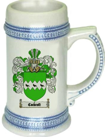 Cockroft family crest stein coat of arms tankard mug