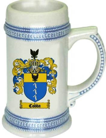 Codda family crest stein coat of arms tankard mug