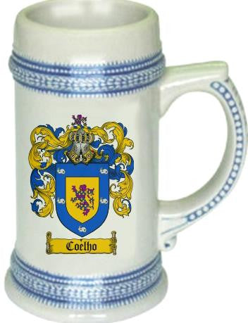 Coelho family crest stein coat of arms tankard mug