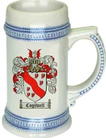 Cogswell family crest stein coat of arms tankard mug