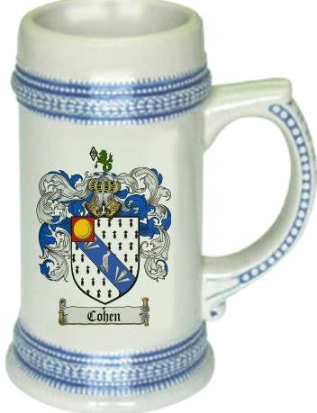 Cohen family crest stein coat of arms tankard mug