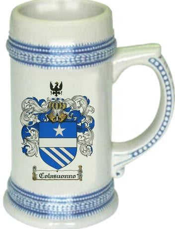 Colasuonno family crest stein coat of arms tankard mug