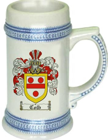 Colb family crest stein coat of arms tankard mug