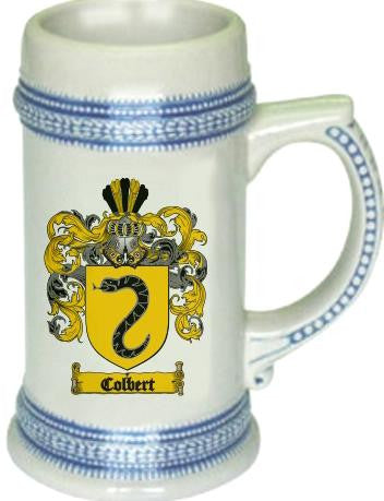 Colbert family crest stein coat of arms tankard mug