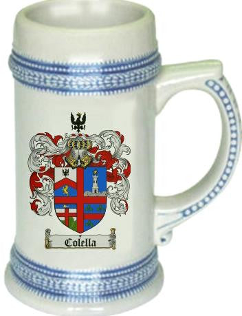 Colella family crest stein coat of arms tankard mug