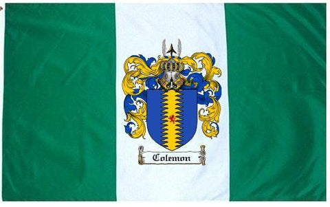 Colemon family crest coat of arms flag