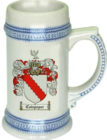 Colepeper family crest stein coat of arms tankard mug