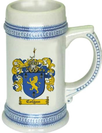 Colgan family crest stein coat of arms tankard mug