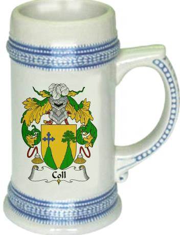 Coll family crest stein coat of arms tankard mug