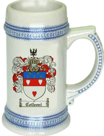 Colleoni family crest stein coat of arms tankard mug