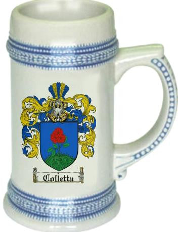 Colletta family crest stein coat of arms tankard mug