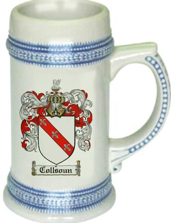 Collsoun family crest stein coat of arms tankard mug