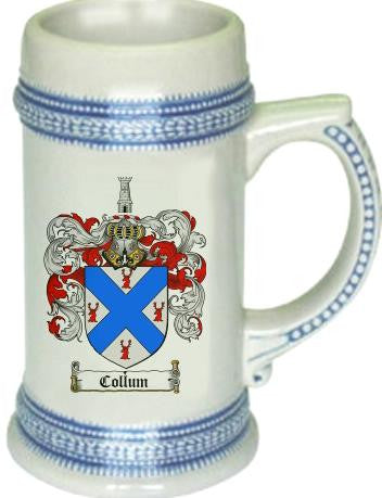 Collum family crest stein coat of arms tankard mug