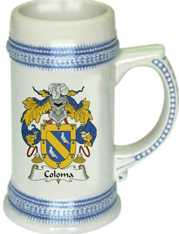 Coloma family crest stein coat of arms tankard mug